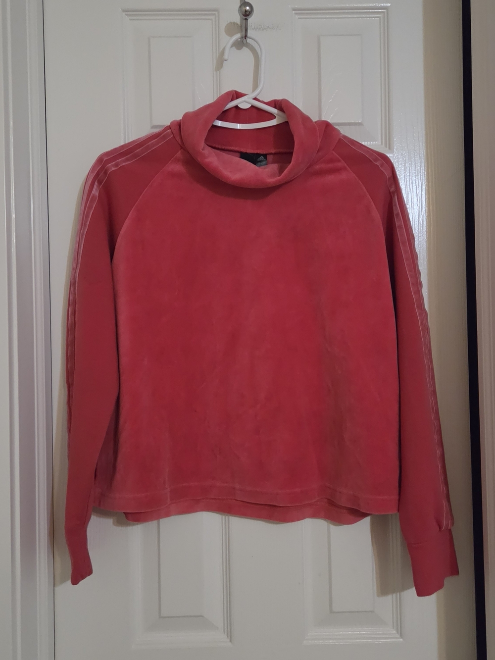 adidas Pink Velvet Funnel Neck Girl Sweater Size L (12 Years)